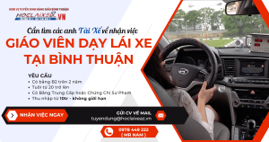 tuyển dụng giáo viên dạy lái xe tại bình thuận