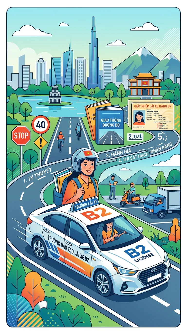 Học lái xe B2 tiết kiệm chi phí: lộ trình đầy đủ từ A-Z (cập nhật 2026) 4 Chiến lược thực hành lái xe B2